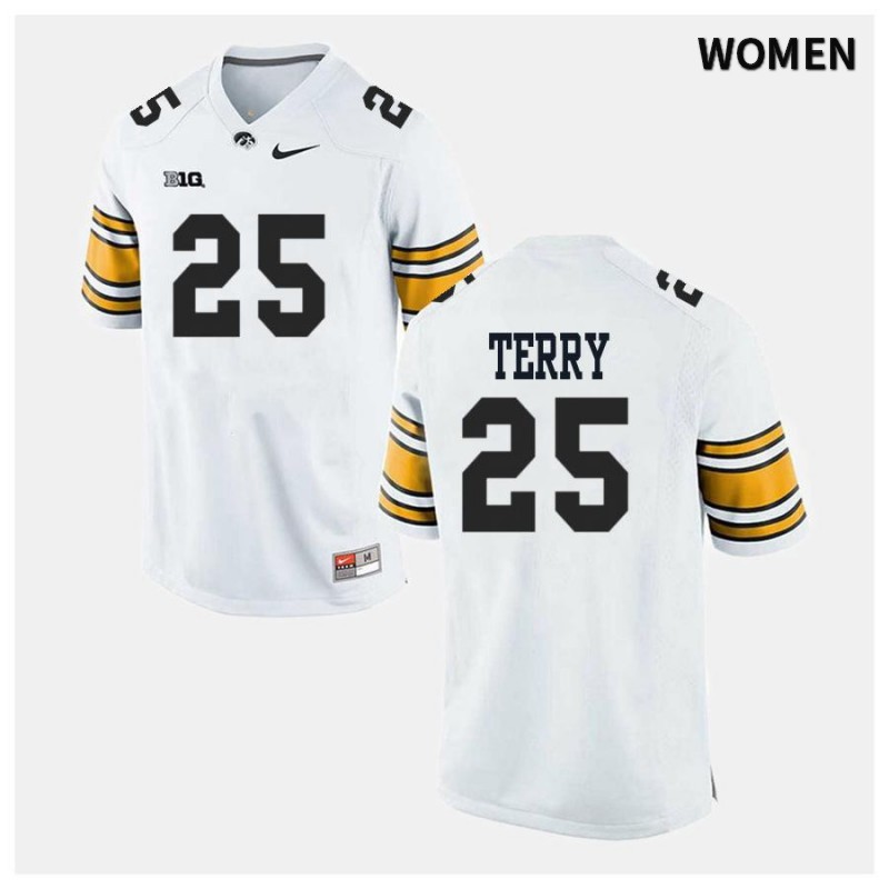 Women's Iowa Hawkeyes NCAA #25 Jackson Terry White Authentic Nike Alumni Stitched College Football Jersey VX34S13II